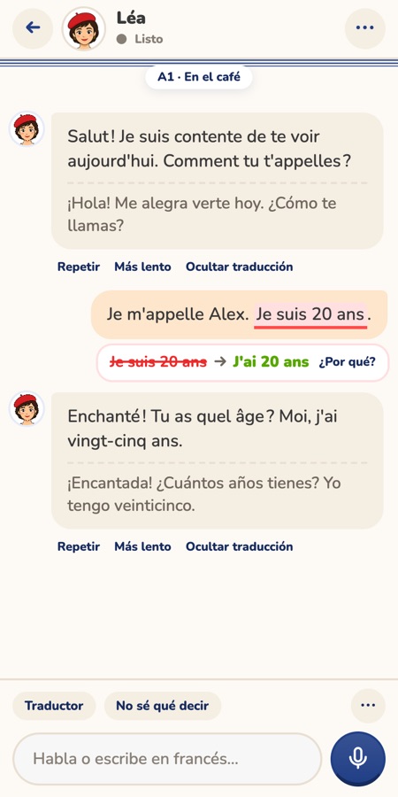 Una conversación con Léa en Palique, con un error corregido